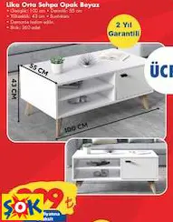 DOĞTAŞ RUUM STORE LİKA ORTA SEHPA OPAK BEYAZ